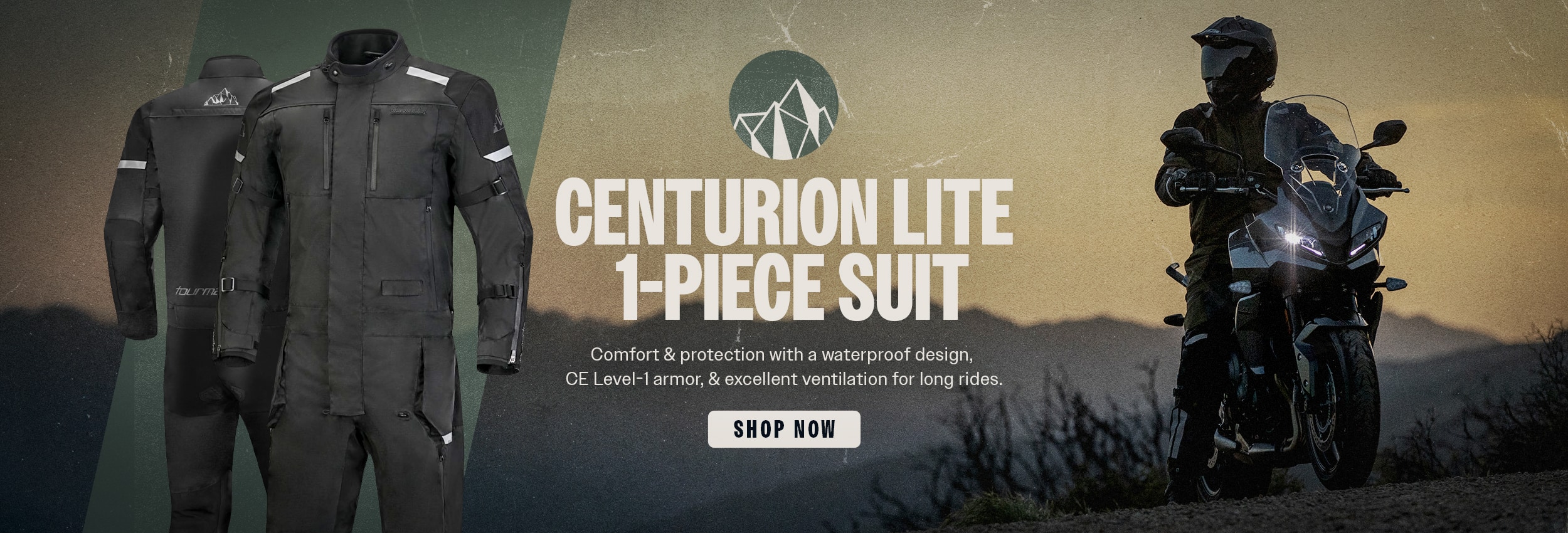 thumbnail image 2 of Tourmaster Centurion Men's Motorcycle Riding Suit - Sand Color XXL With CE Armor 2 of 12